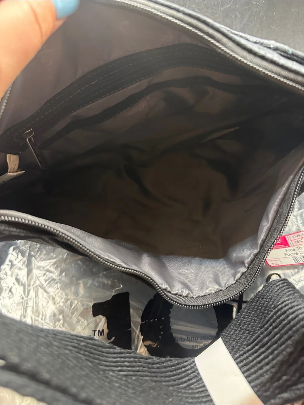 Thirty-One Black Canvas Crossbody Organizer Bag Black Twill Stripe